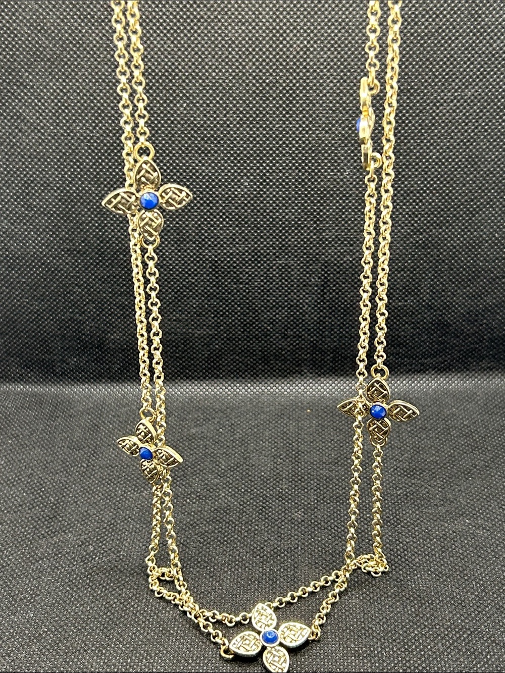 Vintage Ann Taylor Gold-Tone Necklace with Blue Stones